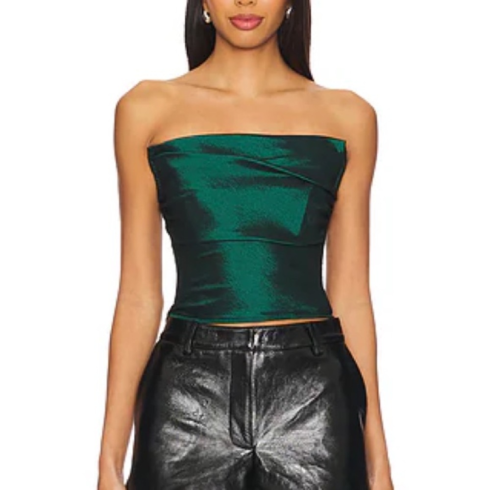 In-Season One-Shoulder Corset Top Emerald Green